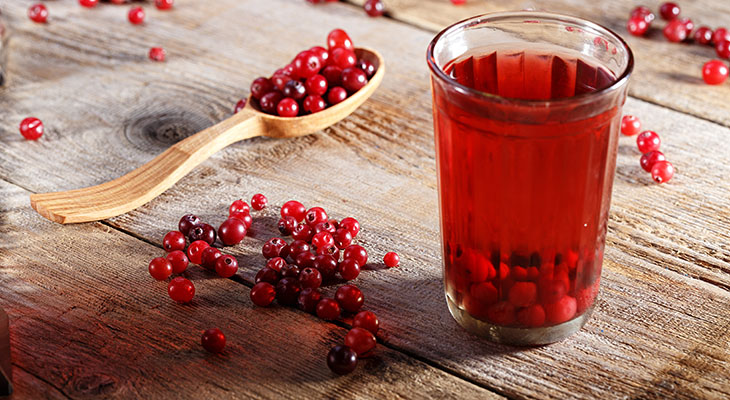 cranberry juice in a glass